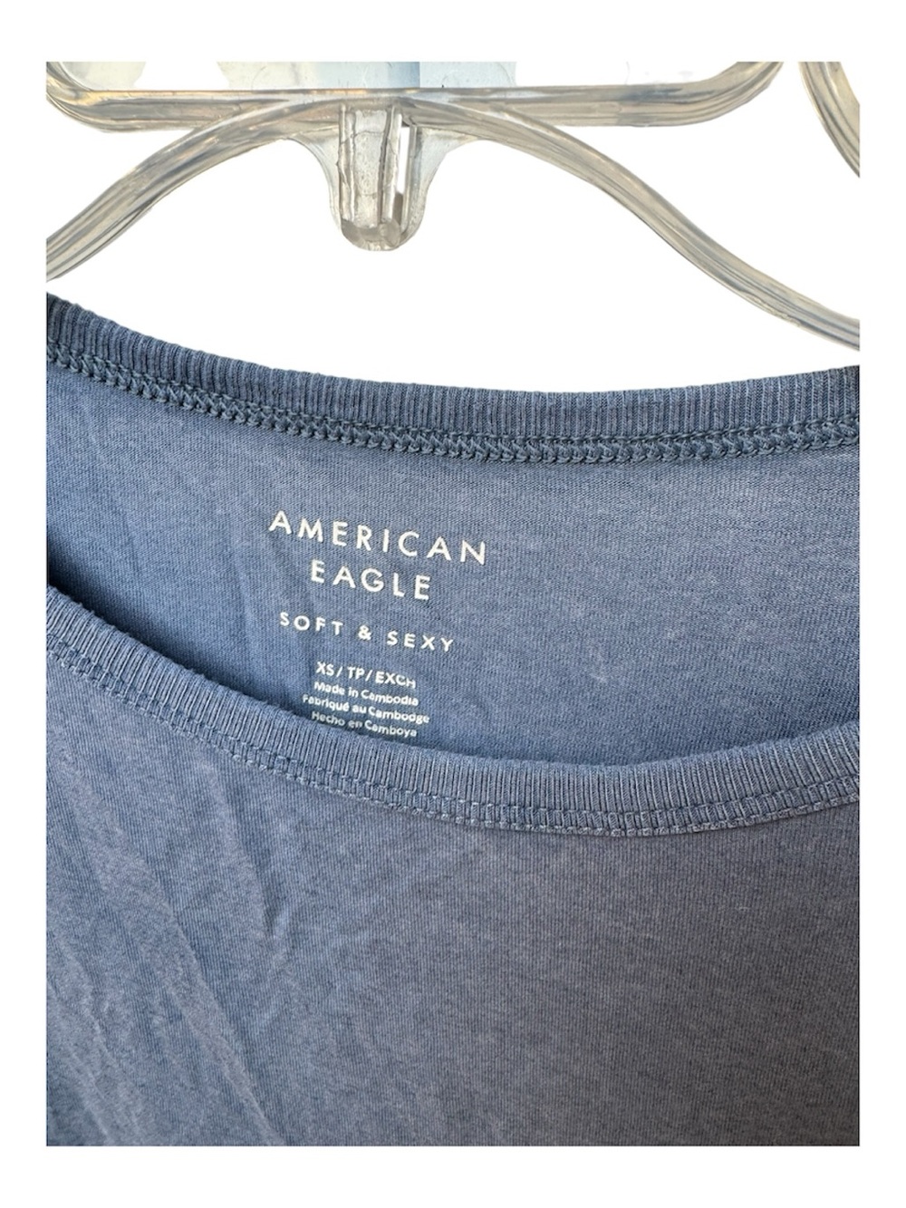 American Eagle Outfitters woman’s relaxed faded Slate Blue Pocket Tee - Picture 3 of 4